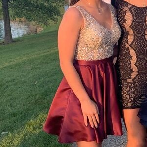 Red and tan dress